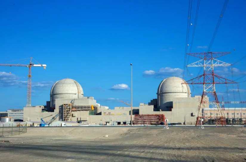 Aerial view of Barakah Nuclear Power Plant reactors in Abu Dhabi