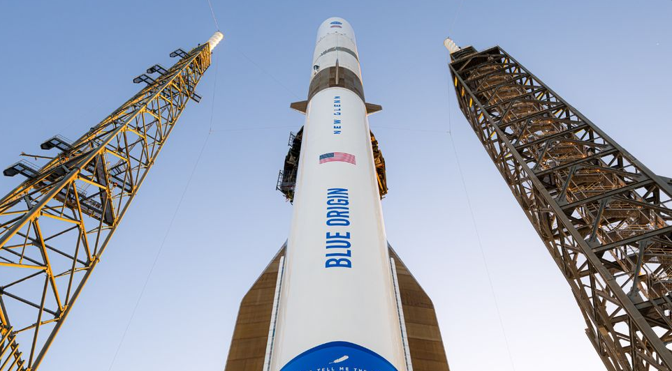 Blue Origin's New Glenn rocket on the launch pad 