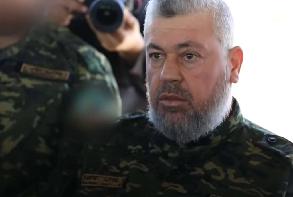 Hamas leader Izzadin El Haddad portrait in military uniform