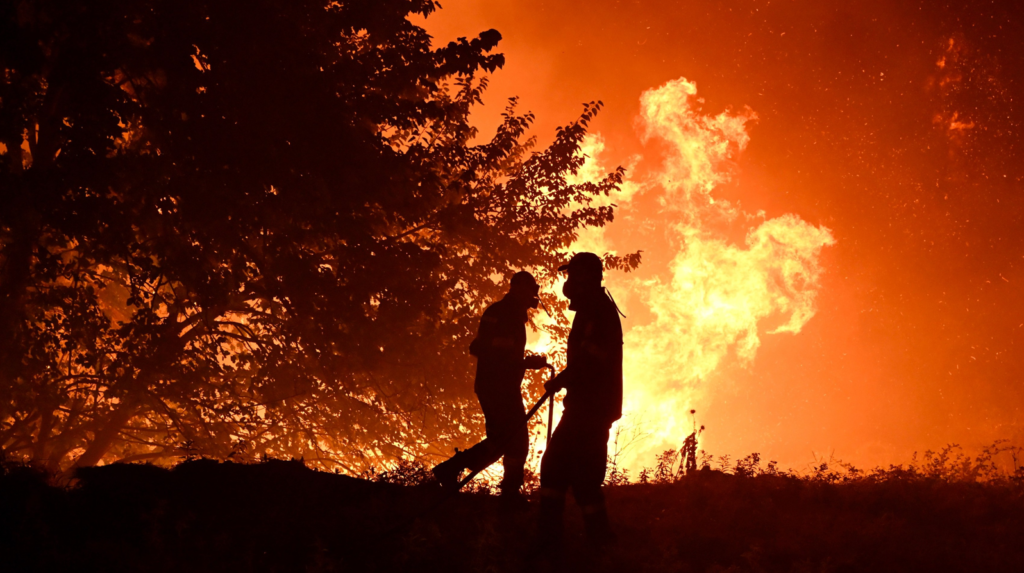 Firefighters battling wildfire in southern Europe